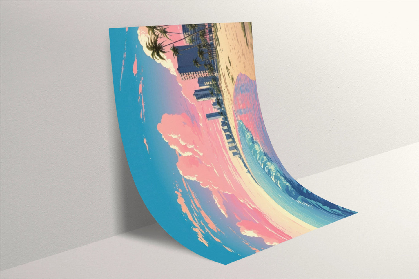 a picture of a beach with a palm tree