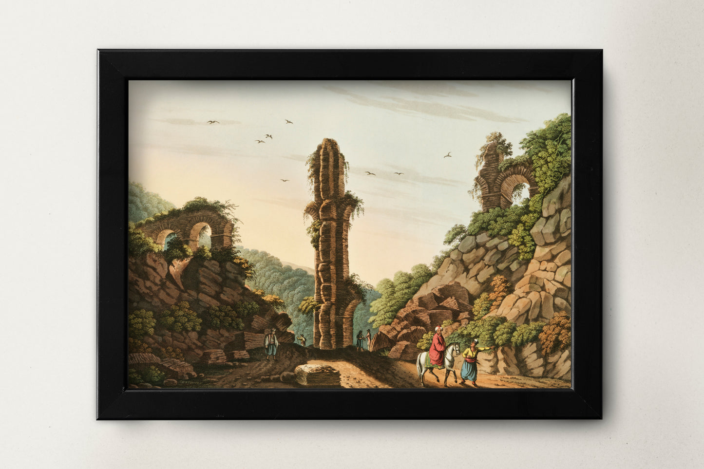 Beautiful Ancient Illustration of views in Samos Poster Print Wall Hanging Decor