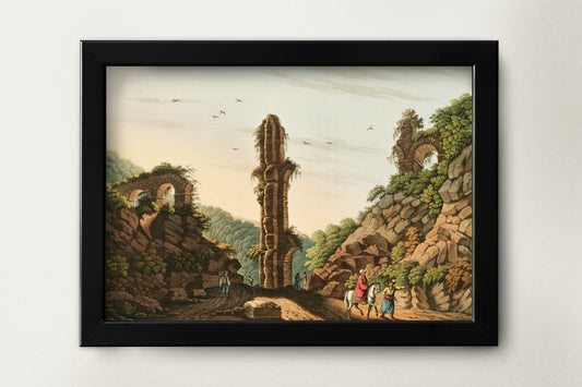 Beautiful Ancient Illustration of views in Samos Poster Print Wall Hanging Decor