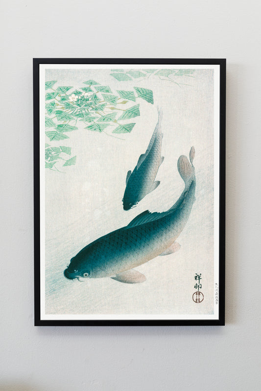 Carp or Koi by Ohara Koson Japanese Art Print Poster Wall Hanging Decor A4 A3 A2