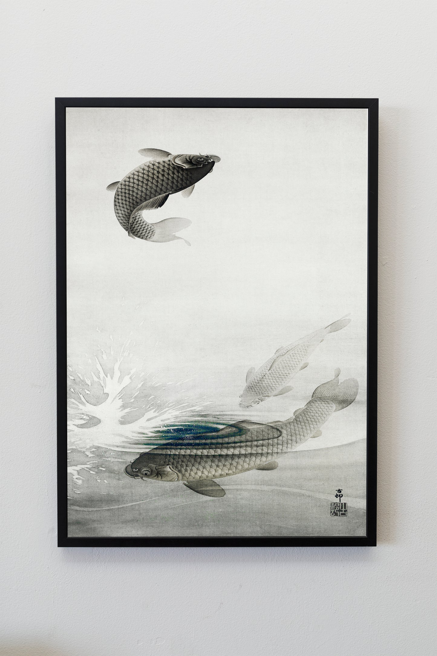 Three carps by Ohara Koson Japanese Art Poster Illustration Print Wall Hanging Decor A4 A3 A2