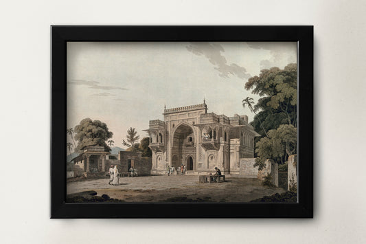 Oriental Scenery India Architecture Trees Landscape Vintage Art Poster Wall Hanging Decor