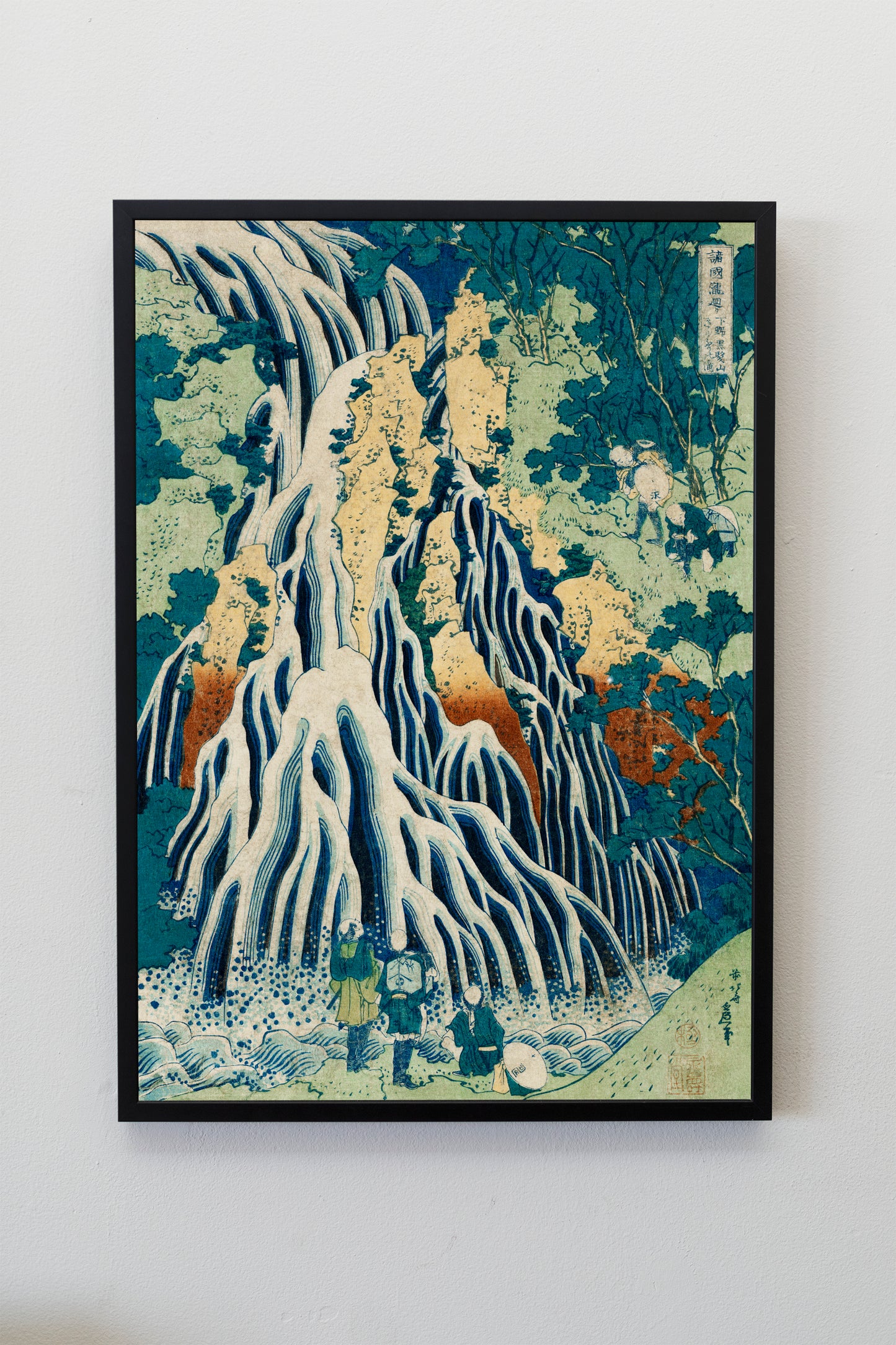 Kirifuri Falls at Mount Kurokami in Shimosuke and sightseers by Katsushika Hokusai Japanese Art Print Poster Wall Hanging Decor A4 A3 A2