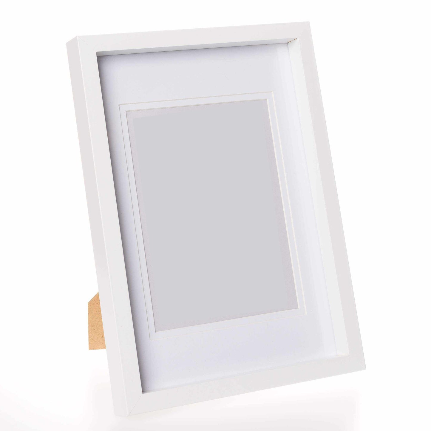 Stylish White Wooden A4 (8.3 x 11.7") Picture Frame with Mount for 8x6" Image. Portrait & Landscape Frame.