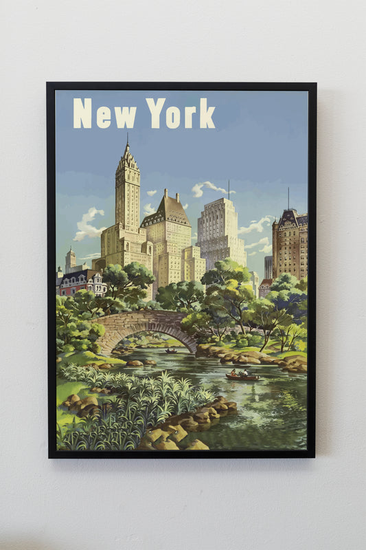 Vintage New York Travel Poster Print Wall Hanging Decor