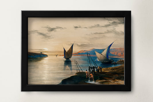 Hager Selsilis (Gebel el Silsila) illustration by David Roberts (1796–1864)Art Poster Wall Hanging Decor