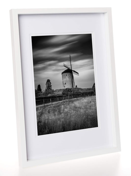 Stylish White Wooden A4 (8.3 x 11.7") Picture Frame with Mount for 8x6" Image. Portrait & Landscape Frame.