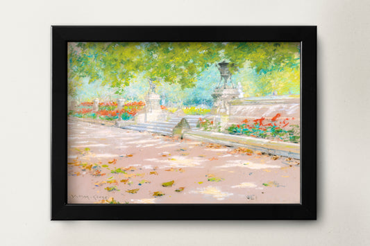 Terrace, Prospect Park (1887) drawing by William Merritt Chase Poster Print Wall Hanging Decor