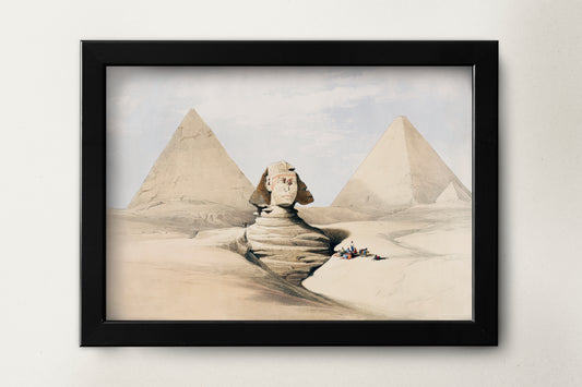 The Great Sphinx Pyramids of Gizeh (Giza) illustration by David Roberts (1796–1864). Egypt painting Art Poster Wall Hanging Decor