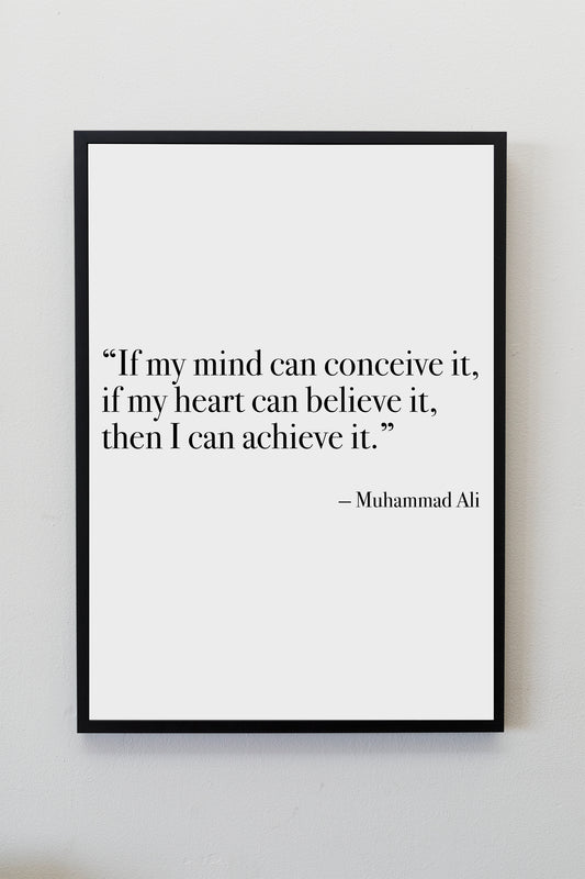 Inspirational Motivational Quote by Muhammad Ali Poster with multiple font options
