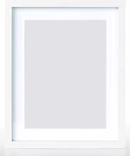 Stylish White Wooden A4 (8.3 x 11.7") Picture Frame with Mount for 8x6" Image. Portrait & Landscape Frame.