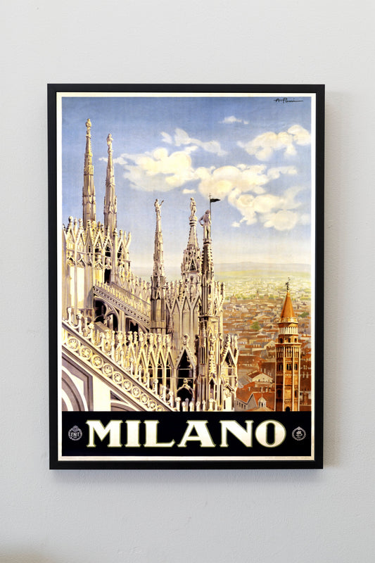 Vintage Milan Travel Poster | Milan Travel Print | Italy Travel Poster | Vintage Cathedral Art | Italy Art Print | Lombardy Poster | Milan