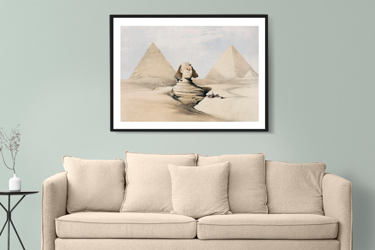 The Great Sphinx Pyramids of Gizeh (Giza) illustration by David Roberts (1796–1864). Egypt painting Art Poster Wall Hanging Decor