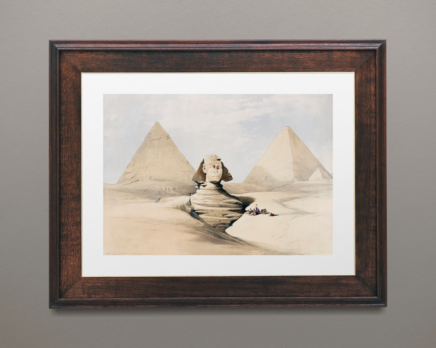 The Great Sphinx Pyramids of Gizeh (Giza) illustration by David Roberts (1796–1864). Egypt painting Art Poster Wall Hanging Decor