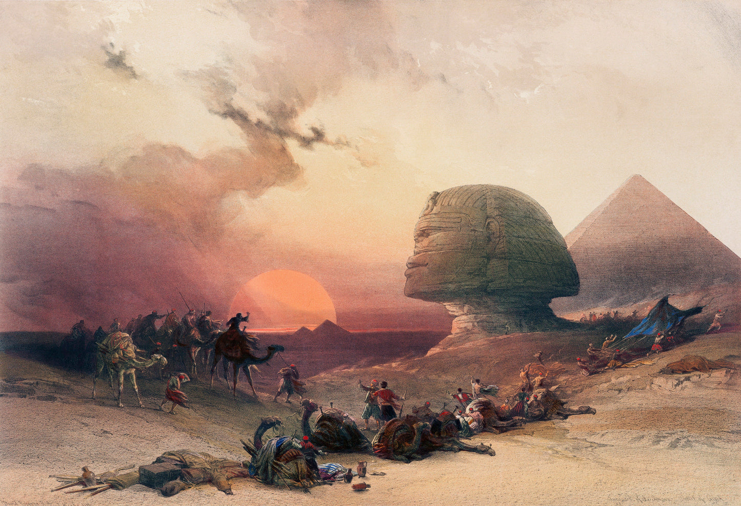 Approach of the simoom Desert of Gizeh by David Roberts (1796–1864) Art Poster Wall Hanging Decor