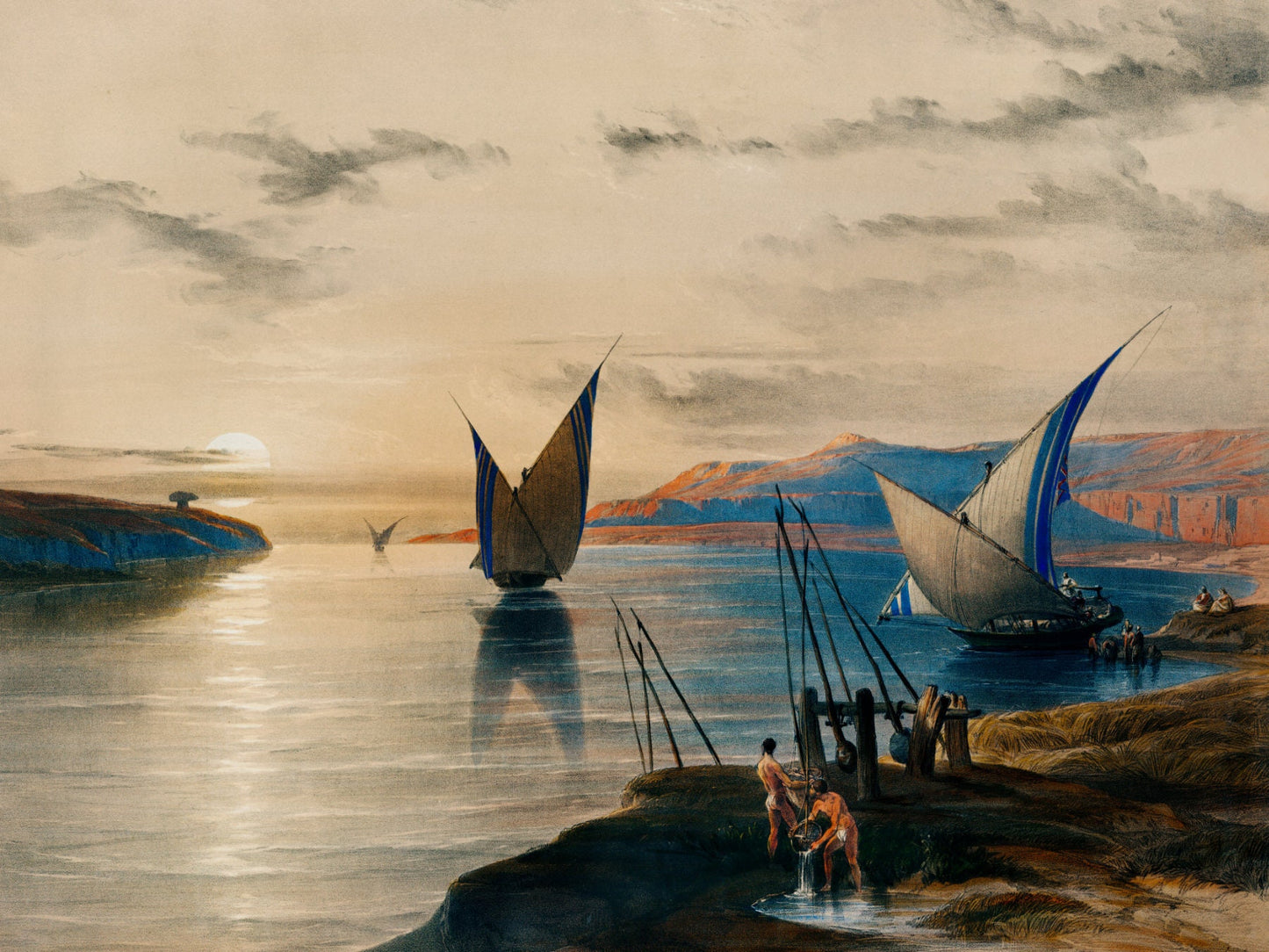 Hager Selsilis (Gebel el Silsila) illustration by David Roberts (1796–1864)Art Poster Wall Hanging Decor