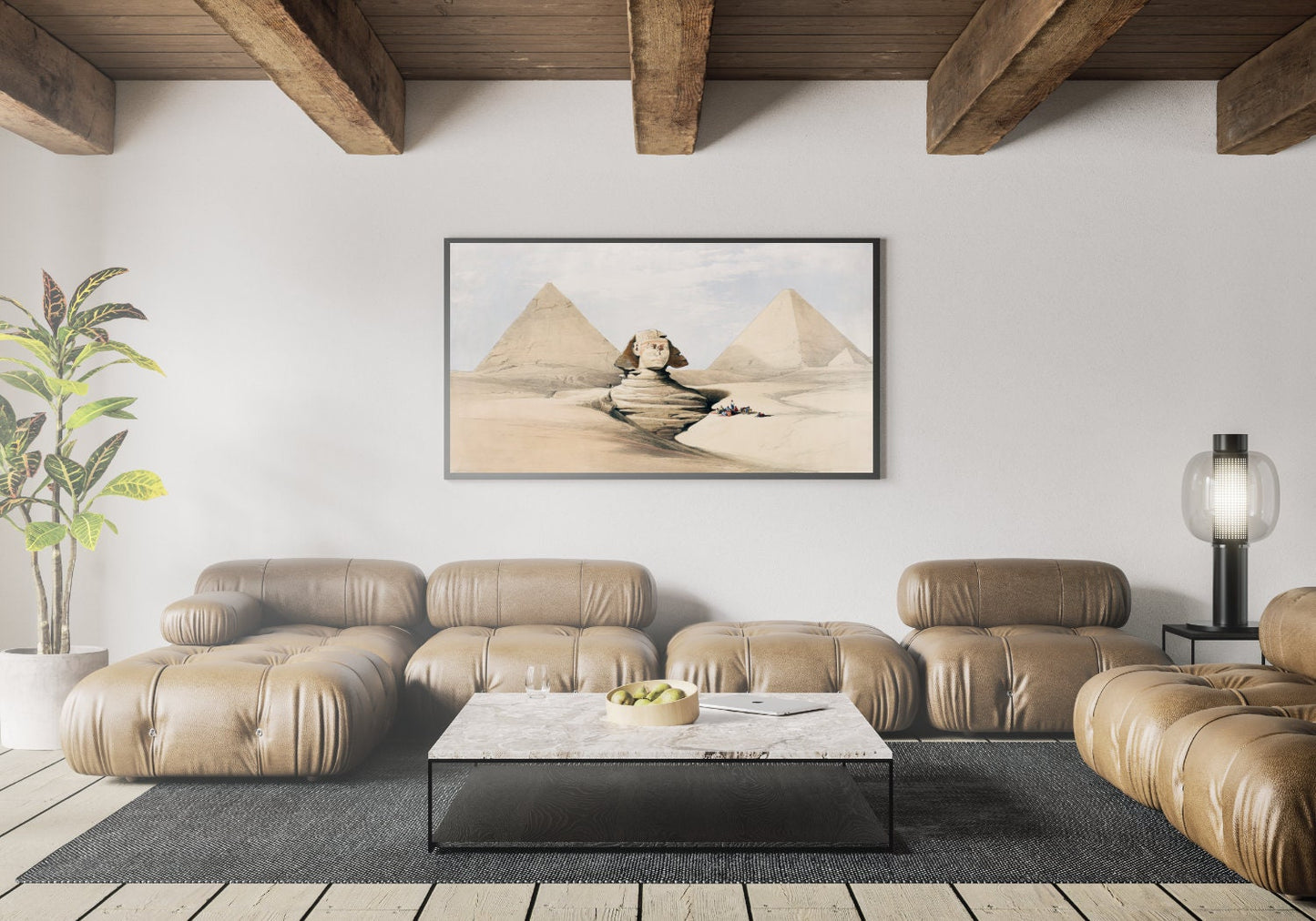 The Great Sphinx Pyramids of Gizeh (Giza) illustration by David Roberts (1796–1864). Egypt painting Art Poster Wall Hanging Decor