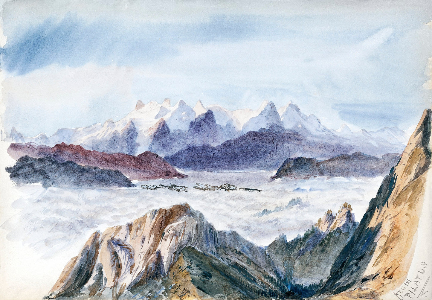 Iselle from Mount Pilatus from Splendid Mountain Watercolours Sketchbook by John Singer Sargent Illustration Print Poster Wall Hanging Decor