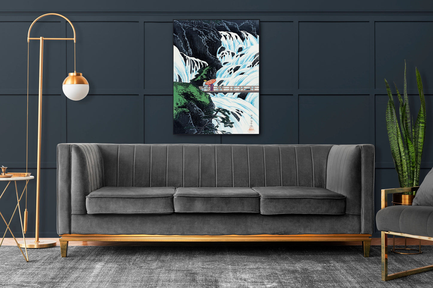 Shiragumo Waterfall of Nikkō (1910) by Hiroaki Takahashi Bridge Print Poster Wall Hanging Decor