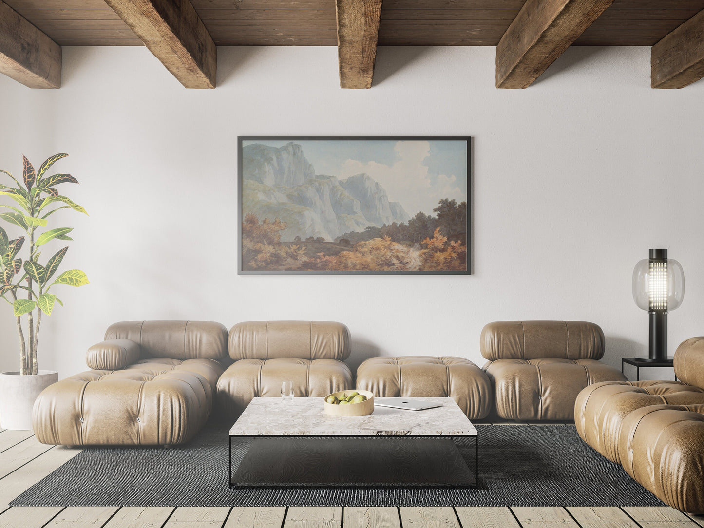 Beautiful Mountains Illustration Switzerland Alps Painting Print Poster Wall Hanging Decor