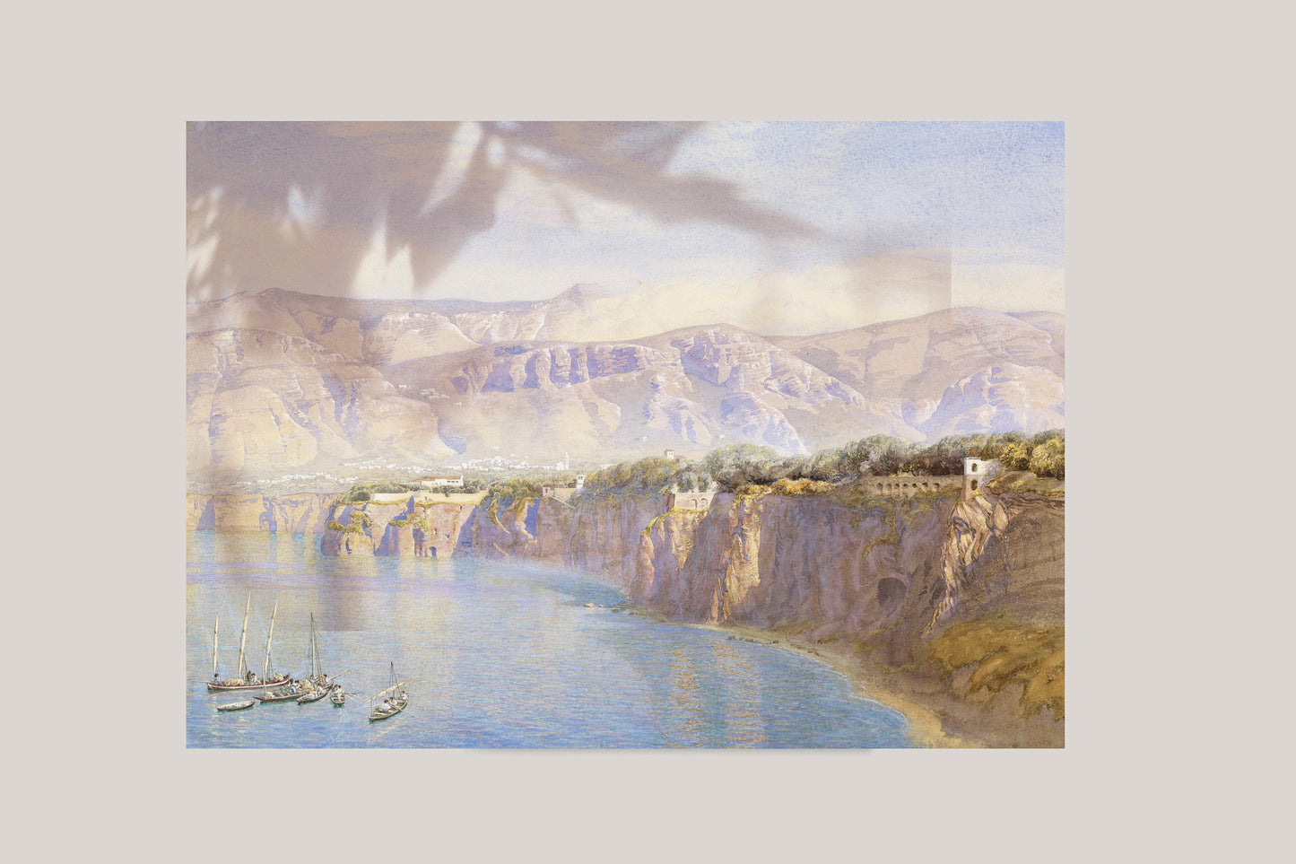 Beautiful Painting of Cliff Coast Sorrento Italy Illustration Print Poster Wall Hanging Decor