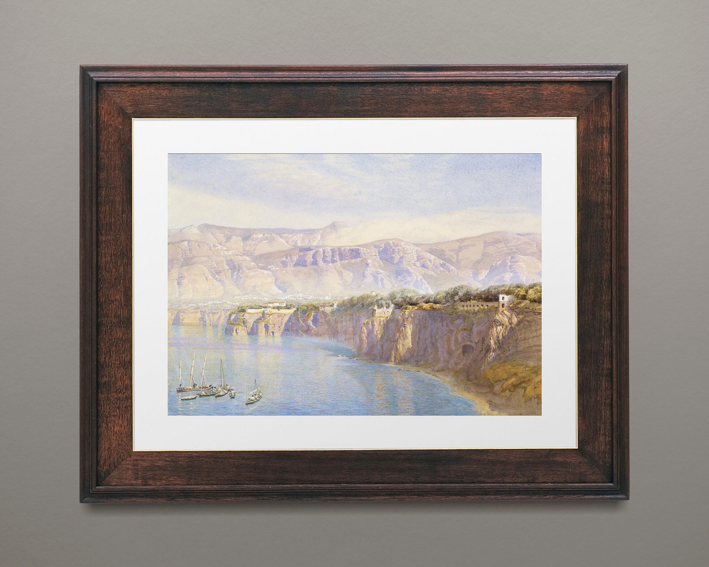 Beautiful Painting of Cliff Coast Sorrento Italy Illustration Print Poster Wall Hanging Decor