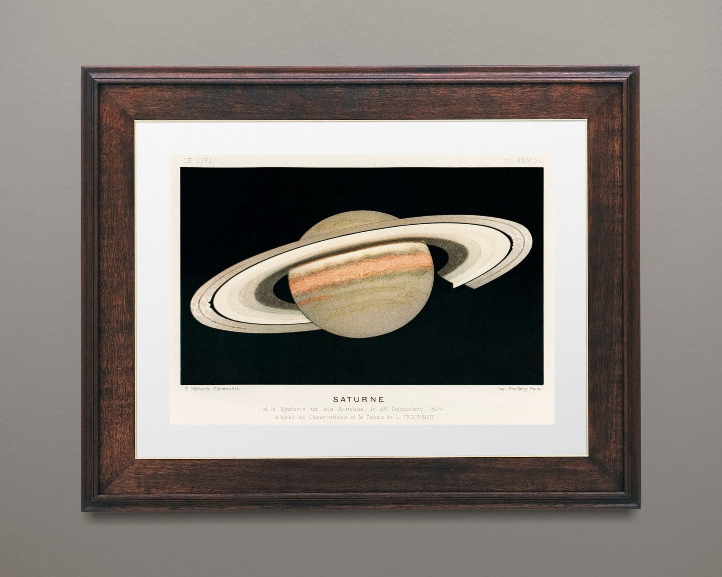 Antique representation of the Planet Saturn Print Poster Wall Hanging Decor