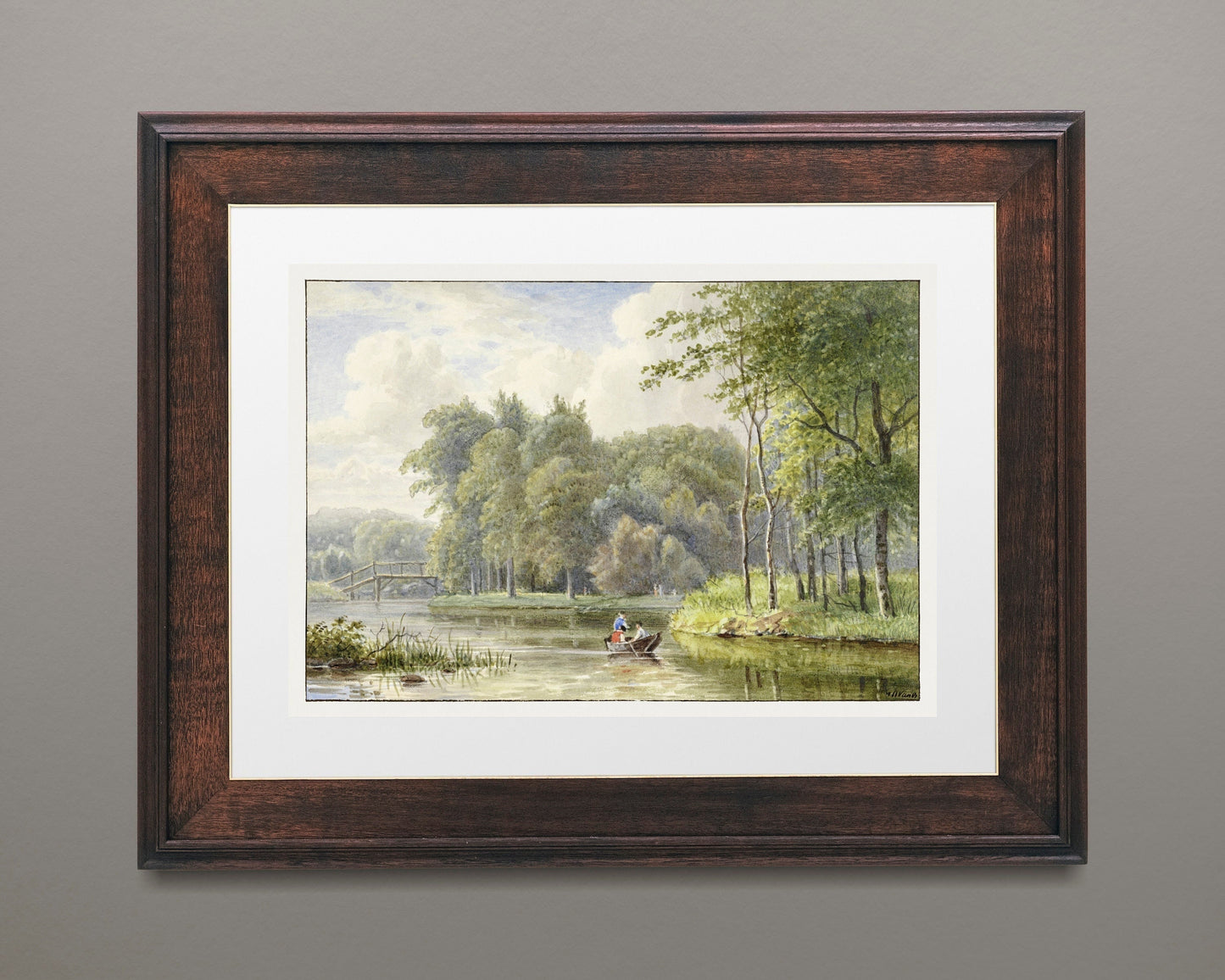 Landschap met figuren in een roeibootje by Georgius Jacobus Johannes van Os (1782–1861) Poster Print Wall Hanging Decor