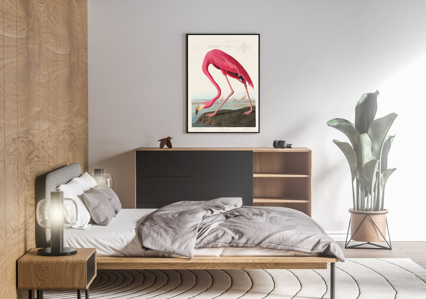 Pink Flamingo Bird Poster Print Wall Hanging Decor