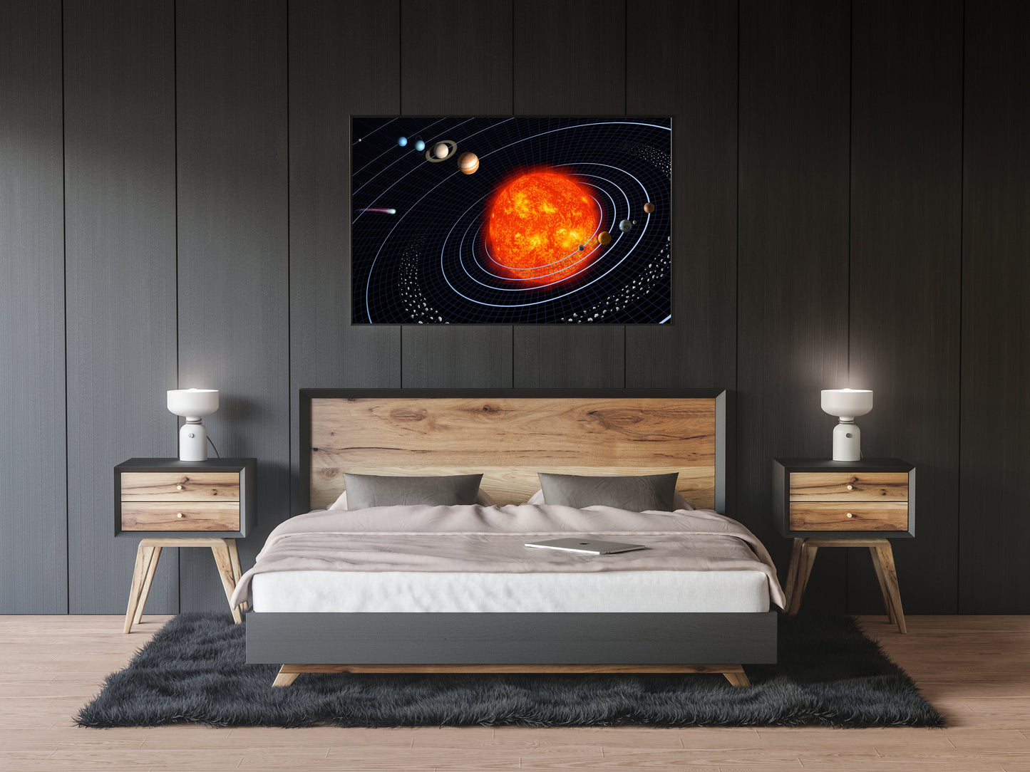 Solar System Astronomy Poster Illustration Print Wall Hanging Decor