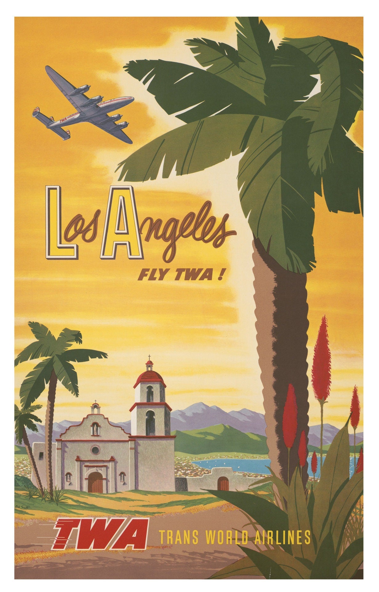 Los Angeles Travel Poster Print Wall Hanging Decor