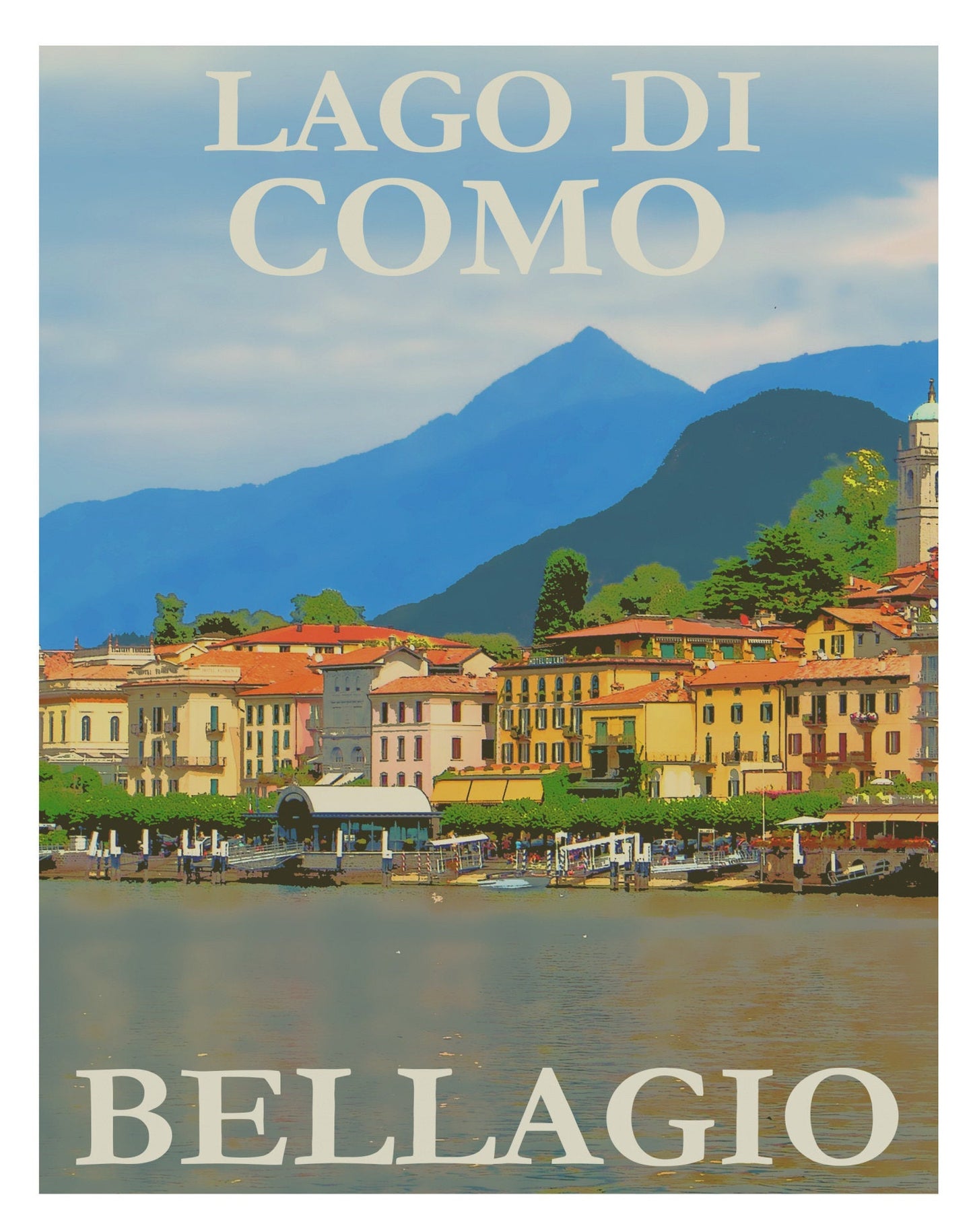 Lake Como Italy Travel Poster Print Wall Hanging Decor
