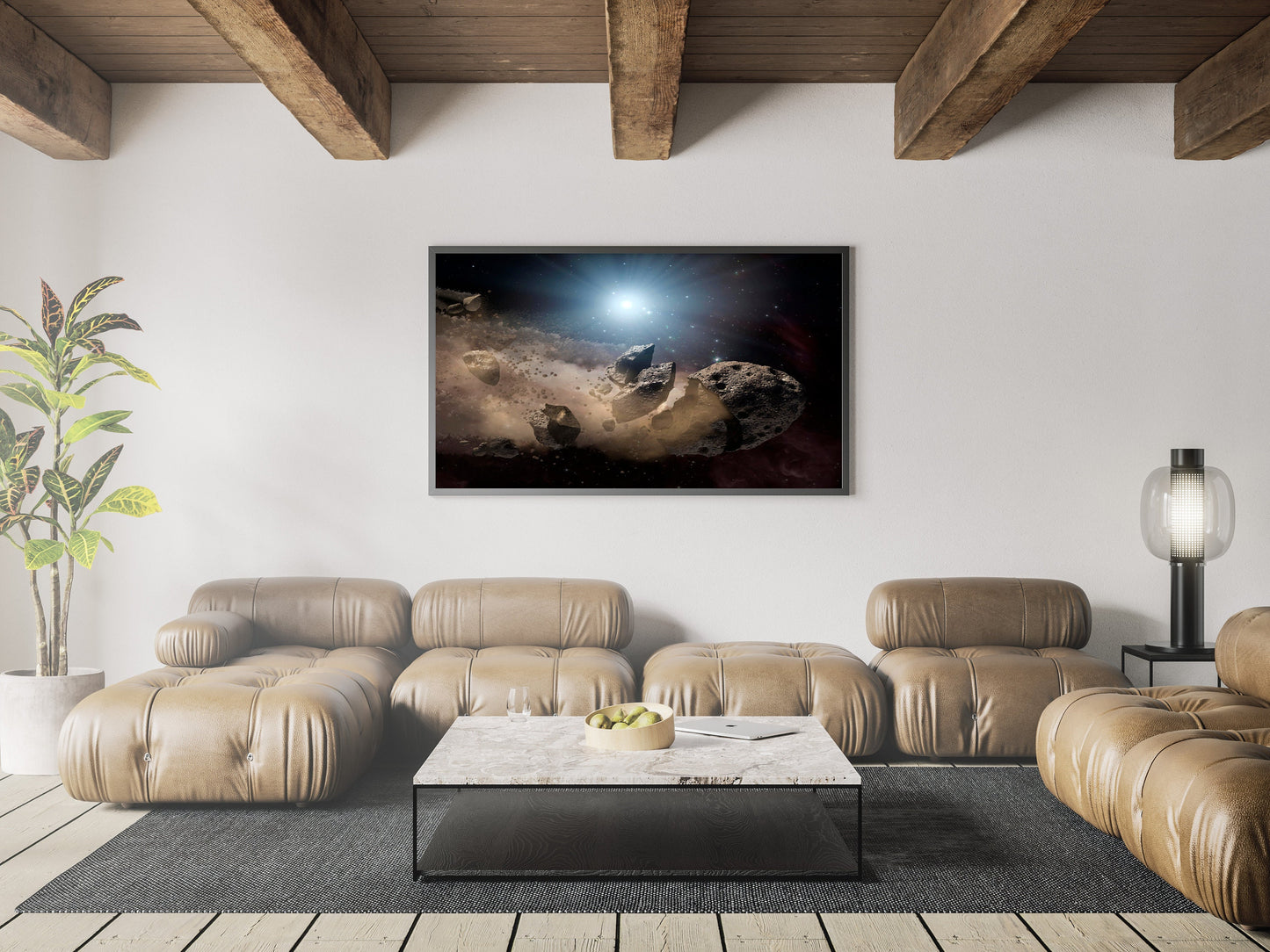 Asteroids and Stars Space Poster Print Wall Hanging Decor