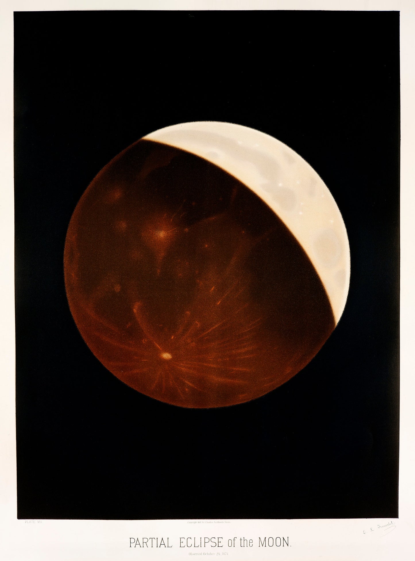 Partial Eclipse of the Moon Astronomy Poster Print Wall Hanging Decor