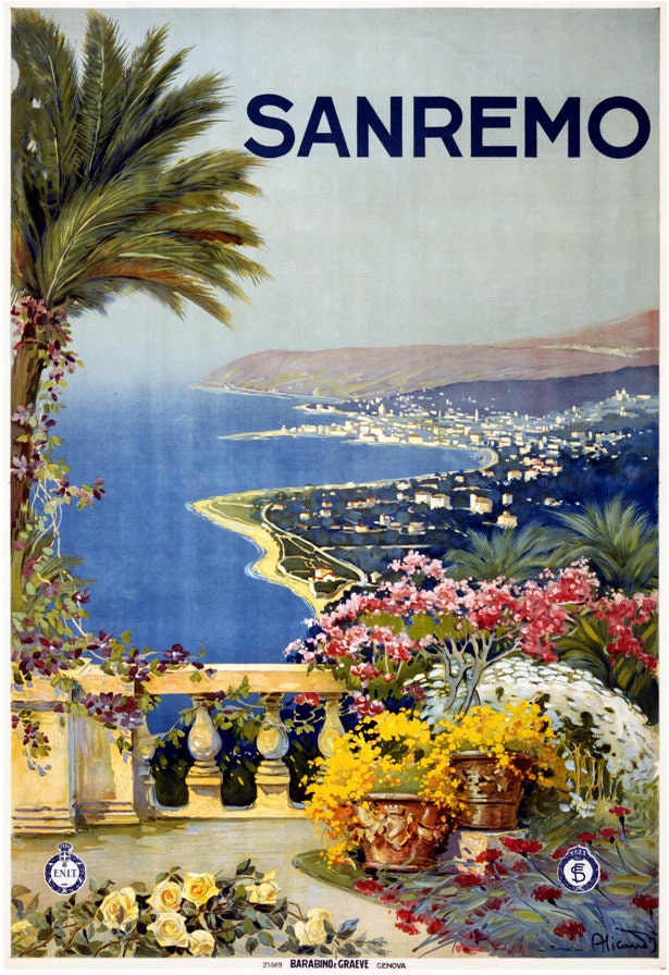 Sanremo Travel Poster Print Wall Hanging Decor