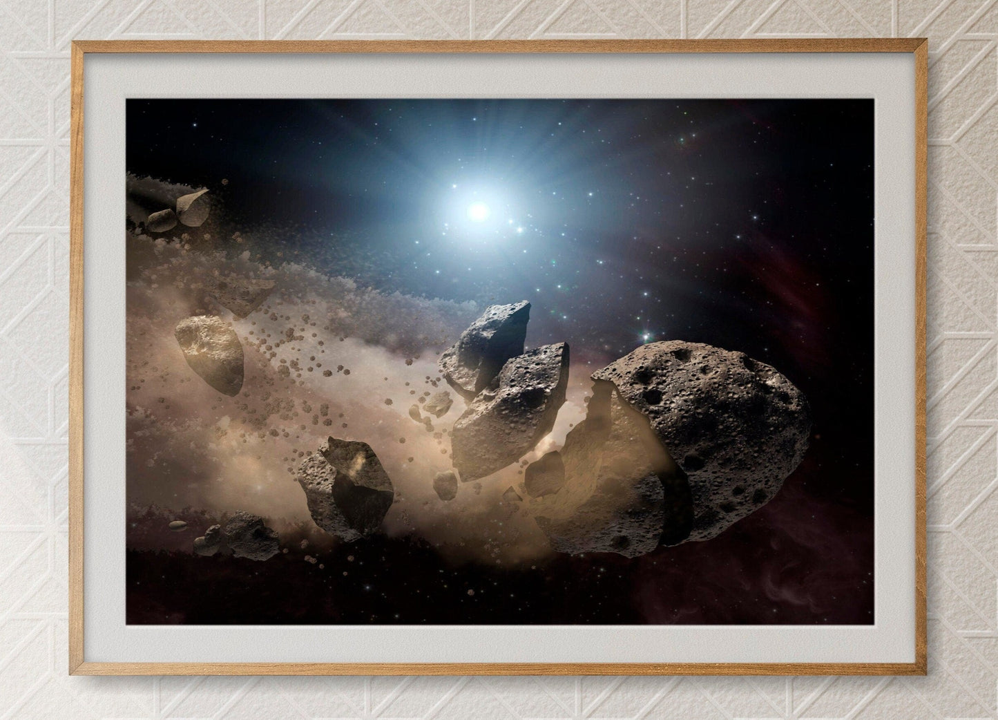 Asteroids and Stars Space Poster Print Wall Hanging Decor