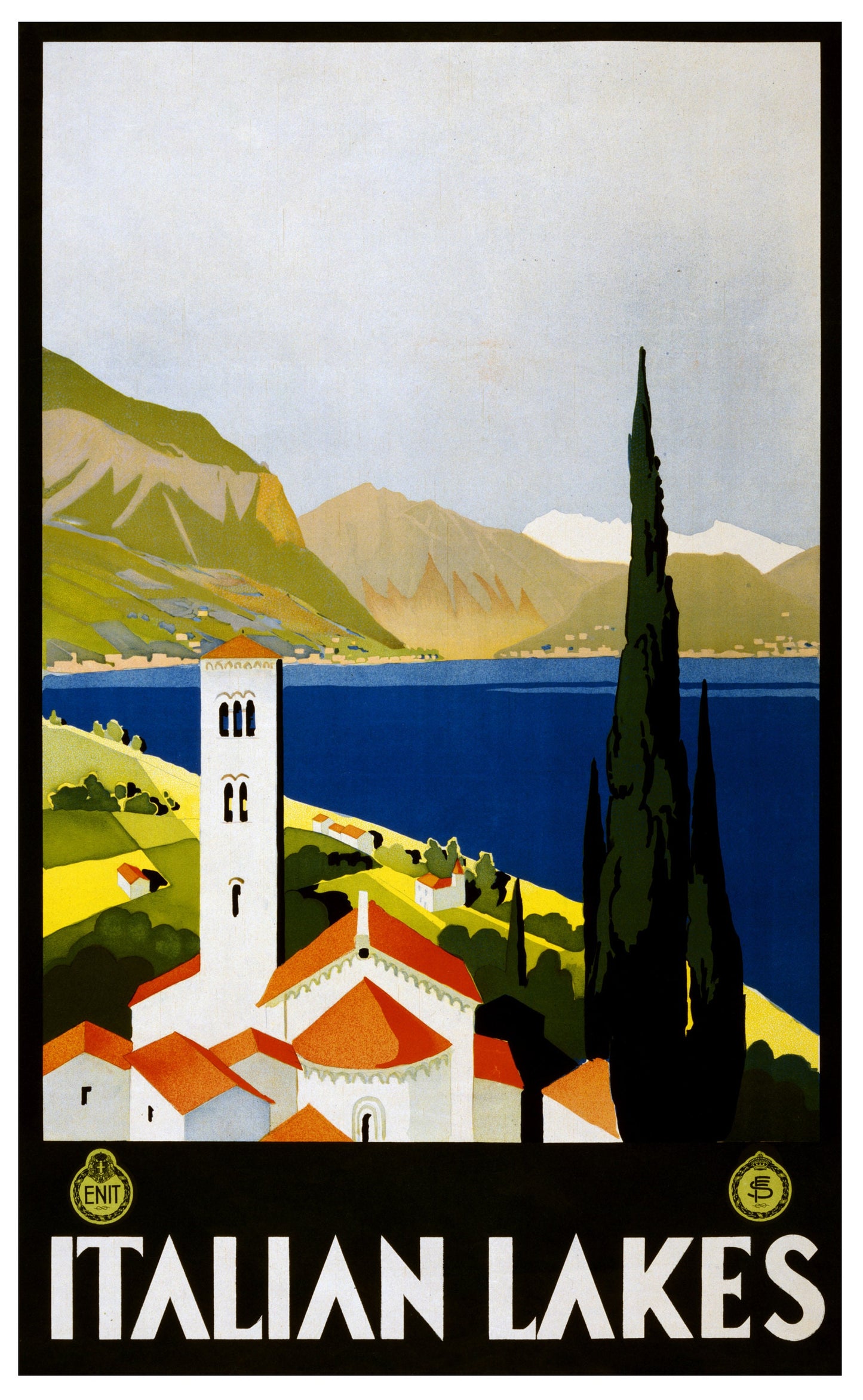Italian Lakes Travel Poster Print Wall Hanging Decor