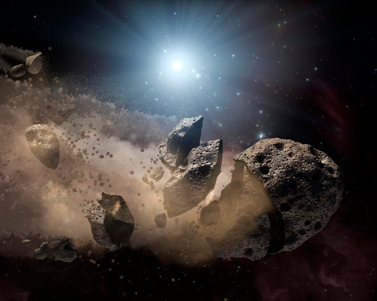 Asteroids and Stars Space Poster Print Wall Hanging Decor