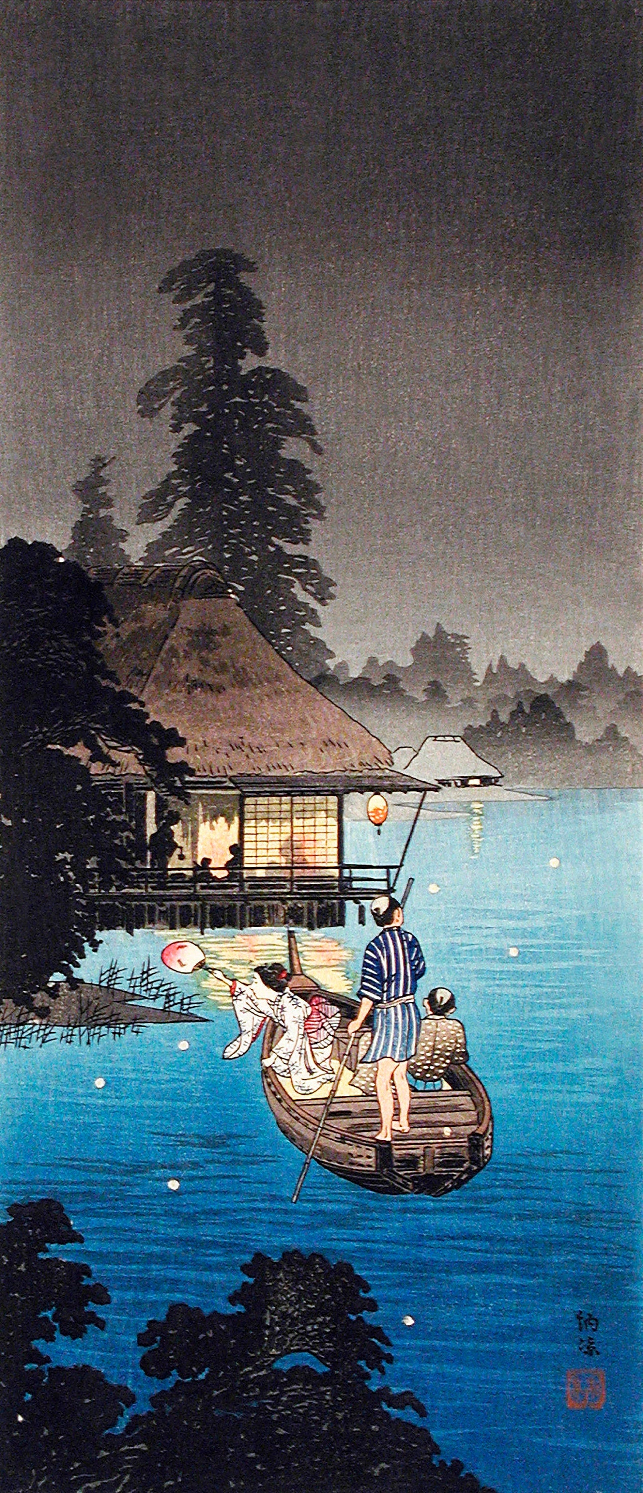 Enjoying Evening Cool by Hiroaki Takahashi Japanese Art Print Poster Wall Hanging Decor A4 A3 A2