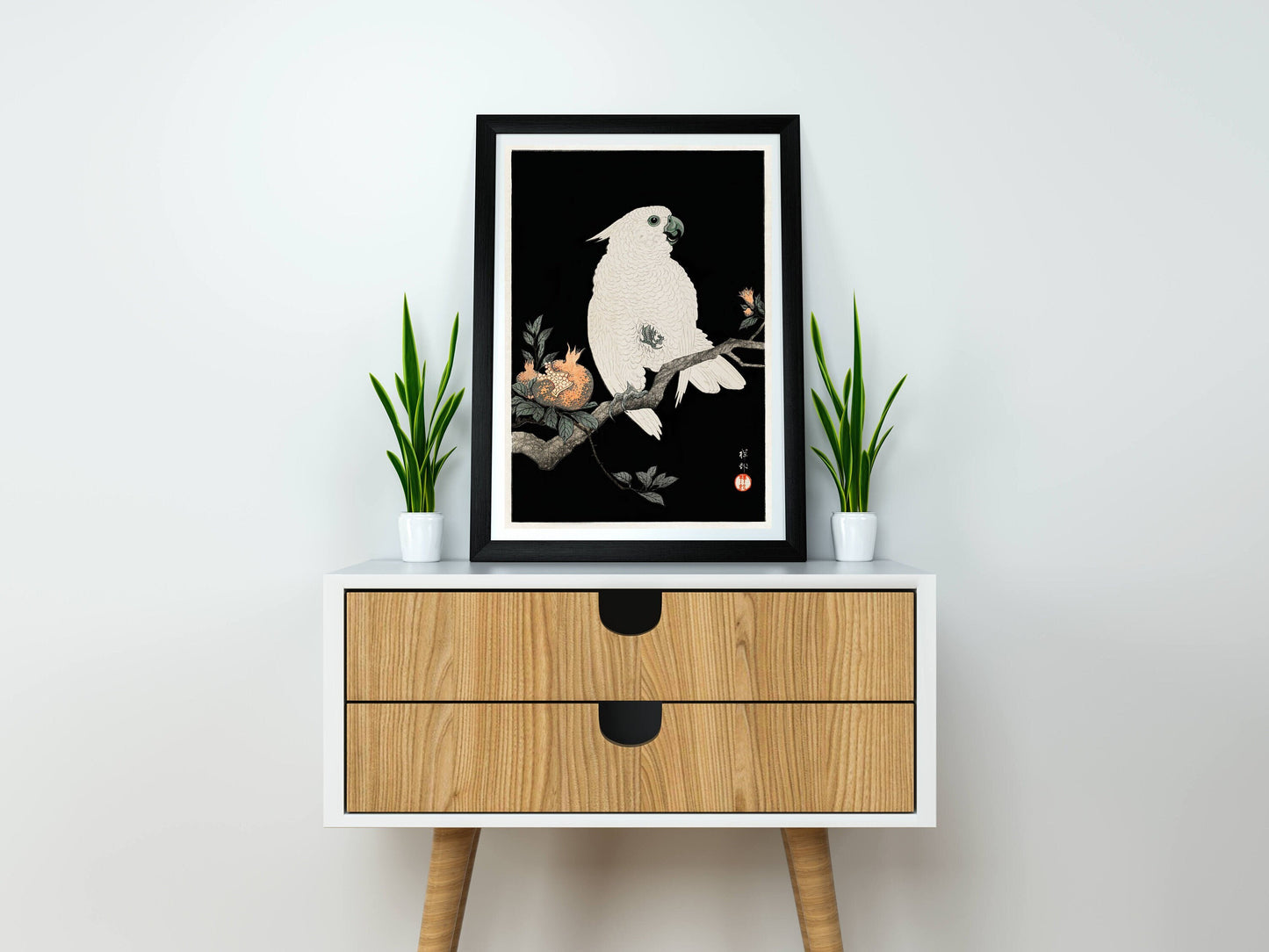 Cockatoo with pomegranate by Ohara Koson Japanese Art Print Poster Wall Hanging Decor A4 A3 A2
