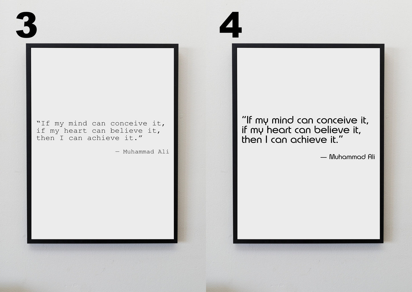 Inspirational Motivational Quote by Muhammad Ali Poster with multiple font options