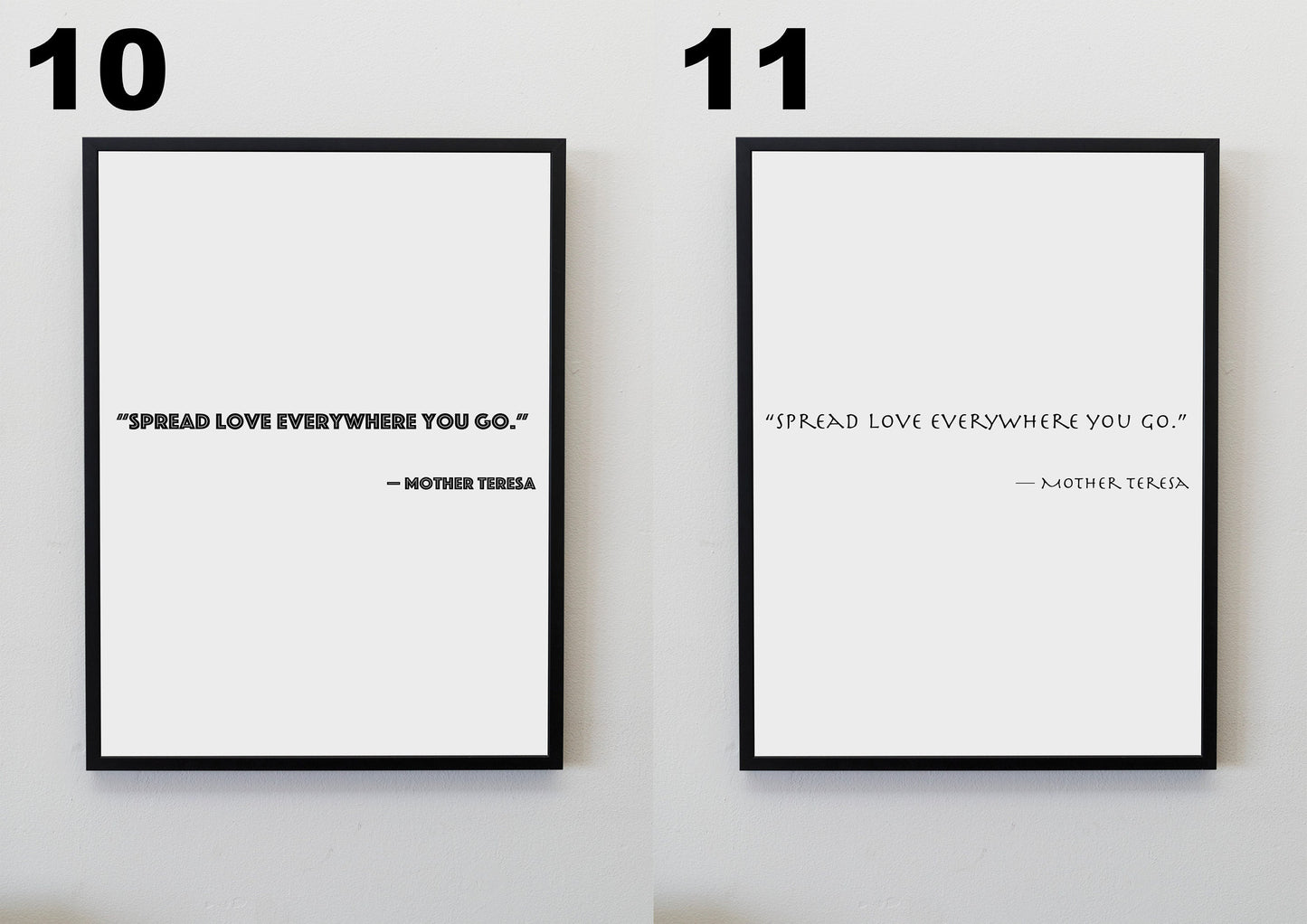 Inspirational Loving Quote by Mother Teresa Print with different font options