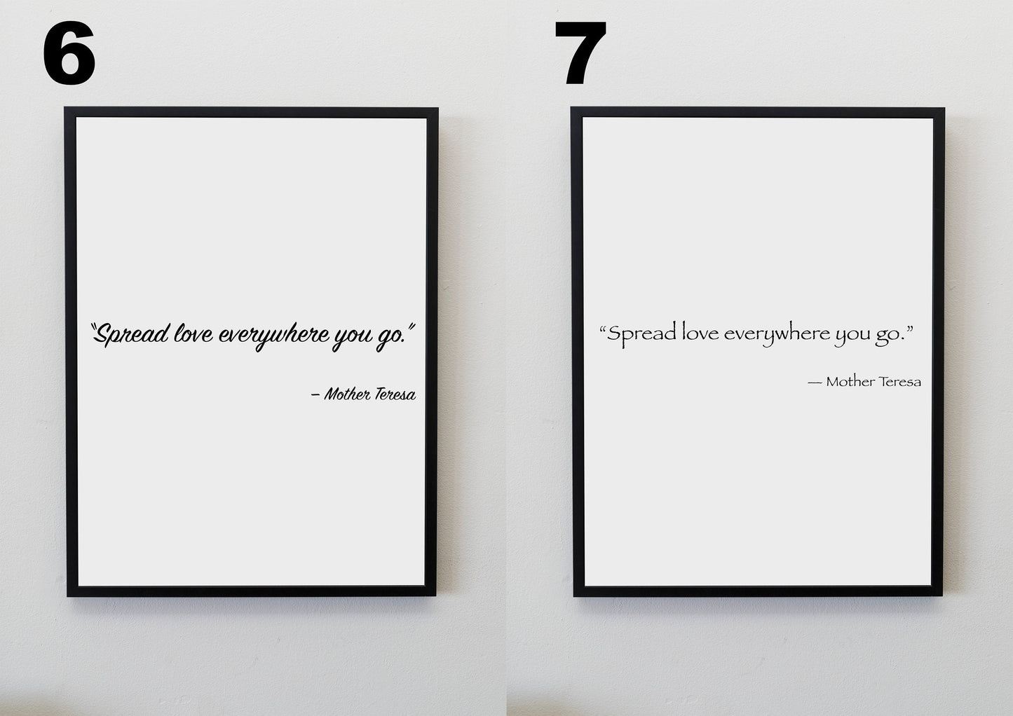 Inspirational Loving Quote by Mother Teresa Print with different font options