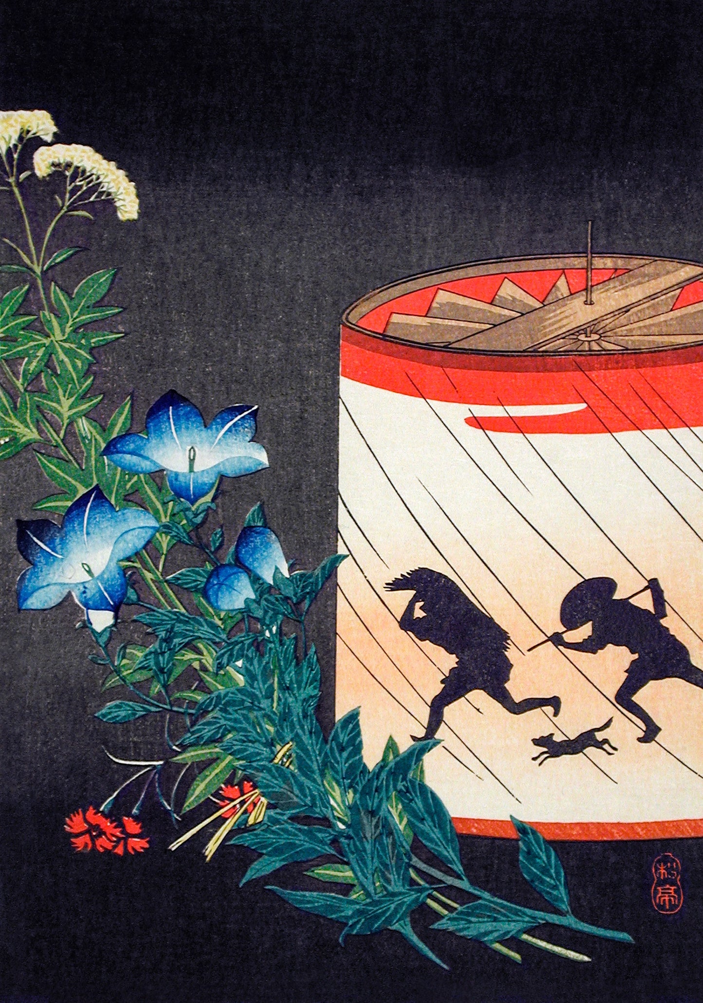 Bellflower and Lantern by Hiroaki Takahashi Japanese Art Print Poster Wall Hanging Decor A4 A3 A2