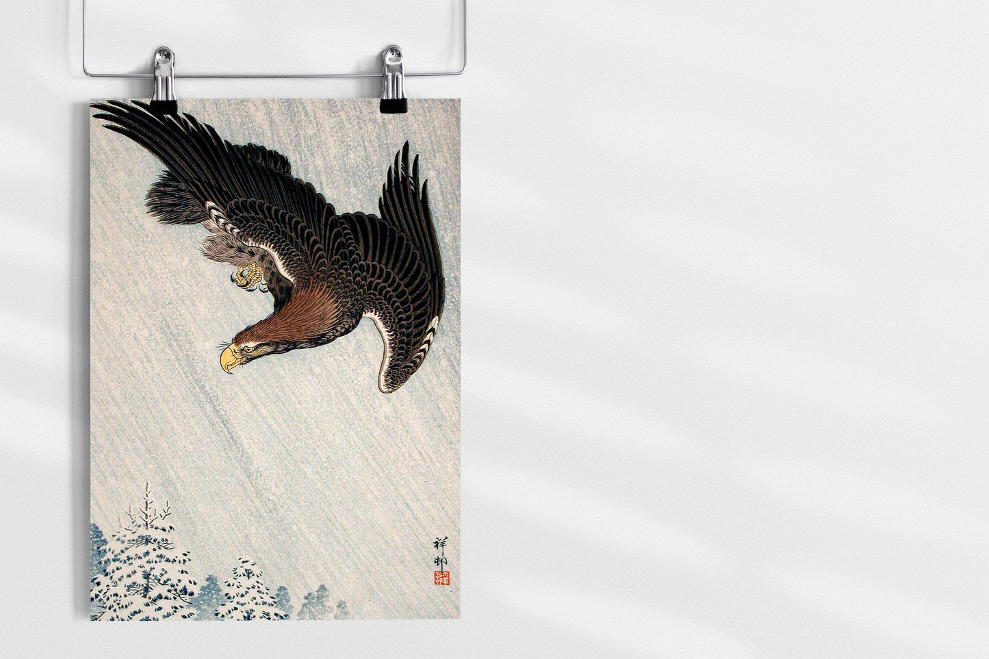 Eagle Flying in Snow by Ohara Koson Japanese Art Print Poster Wall Hanging Decor A4 A3 A2