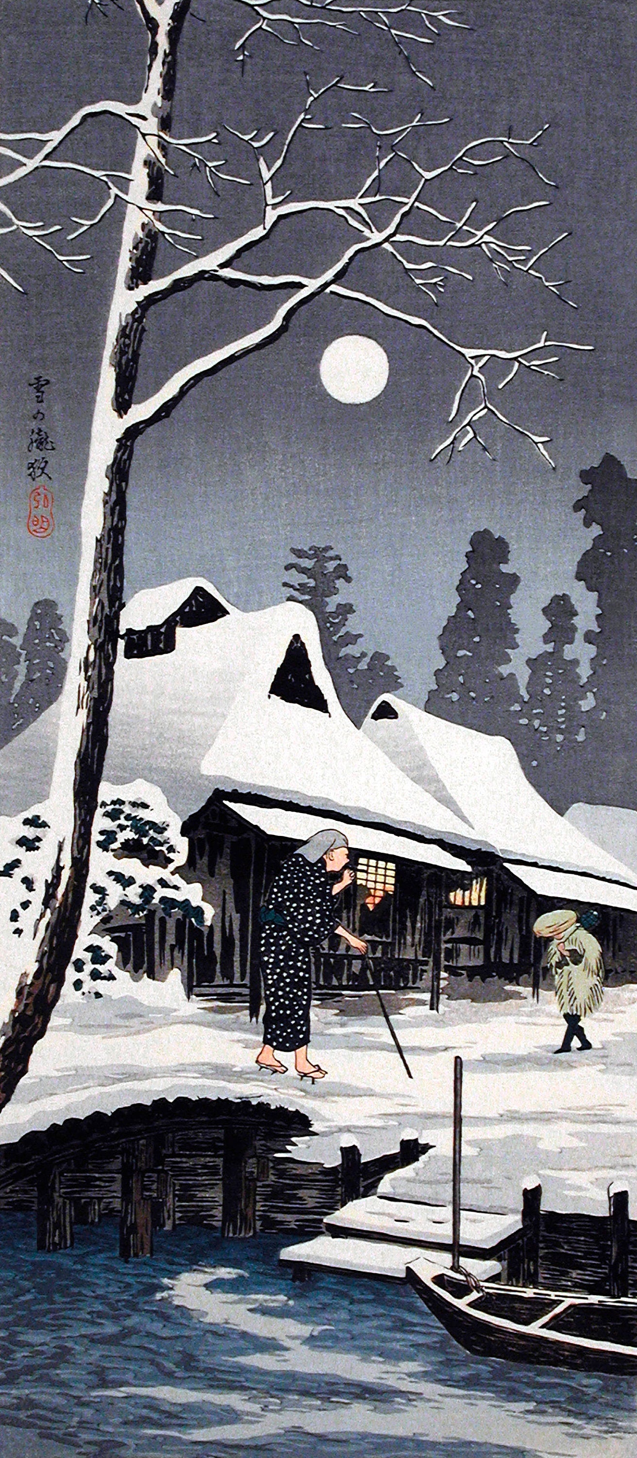 Moonlight on Snow by Hiroaki Takahashi Japanese Art Print Poster Wall Hanging Decor A4 A3 A2
