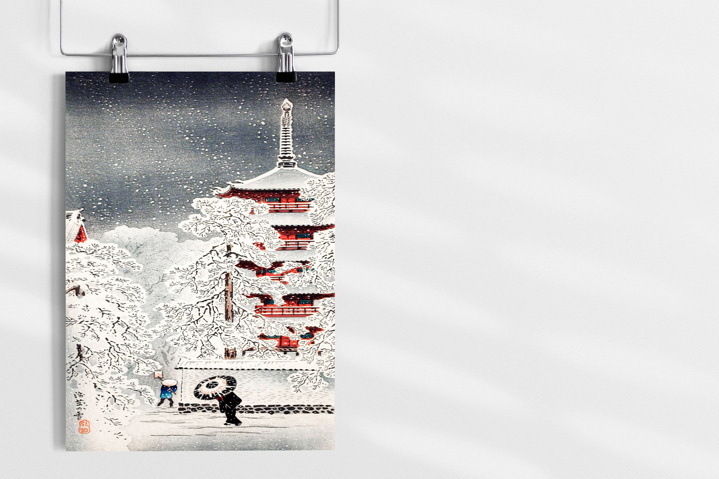 Snow at Asakusa, Yedo, Musashi Province by Hiroaki Takahashi Japanese Art Print Poster Wall Hanging Decor A4 A3 A2
