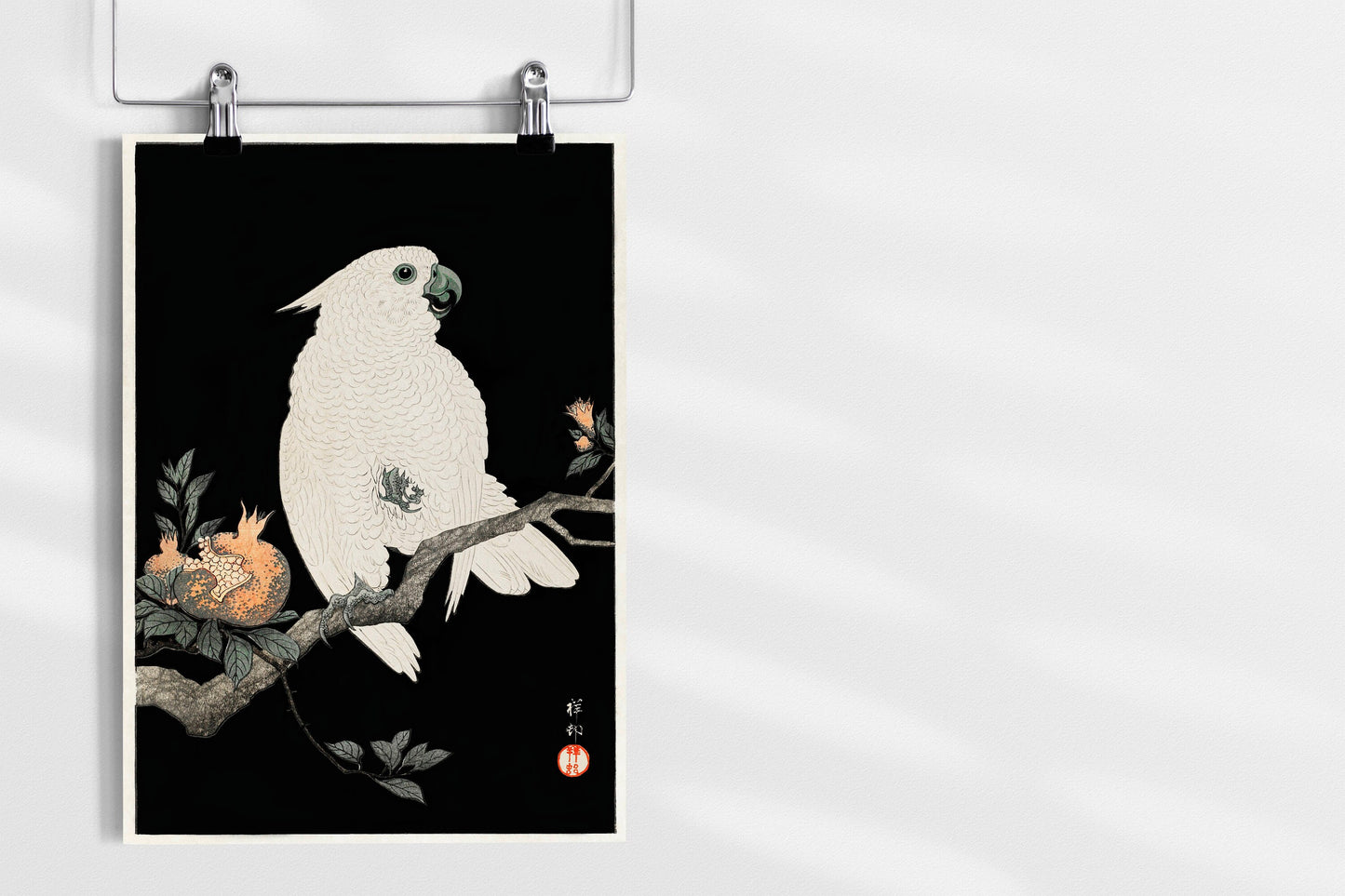 Cockatoo with pomegranate by Ohara Koson Japanese Art Print Poster Wall Hanging Decor A4 A3 A2