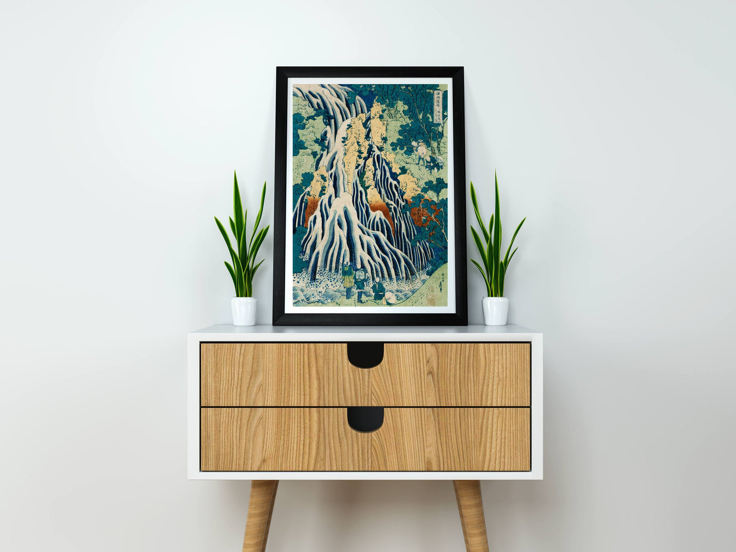 Kirifuri Falls at Mount Kurokami in Shimosuke and sightseers by Katsushika Hokusai Japanese Art Print Poster Wall Hanging Decor A4 A3 A2