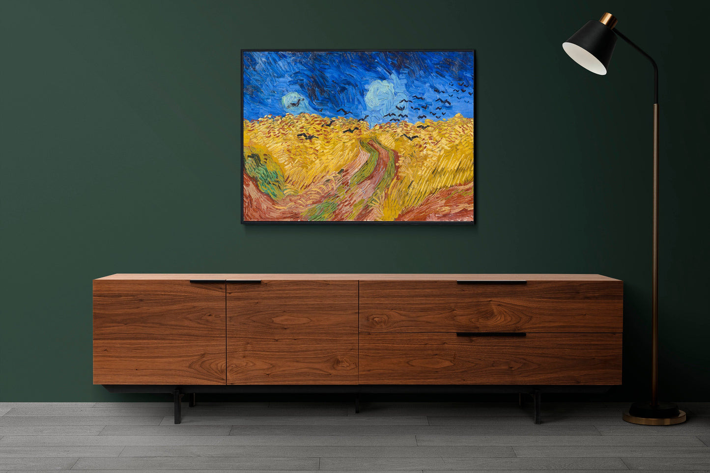 Wheatfield with Crows by Vincent van Gogh Poster Illustration Print Wall Hanging Decor A4 A3 A2